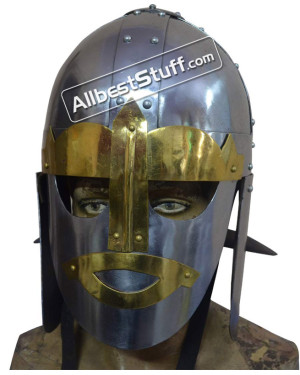 Medieval Sutton Hoo Helmet Made of 18 Gauge Steel